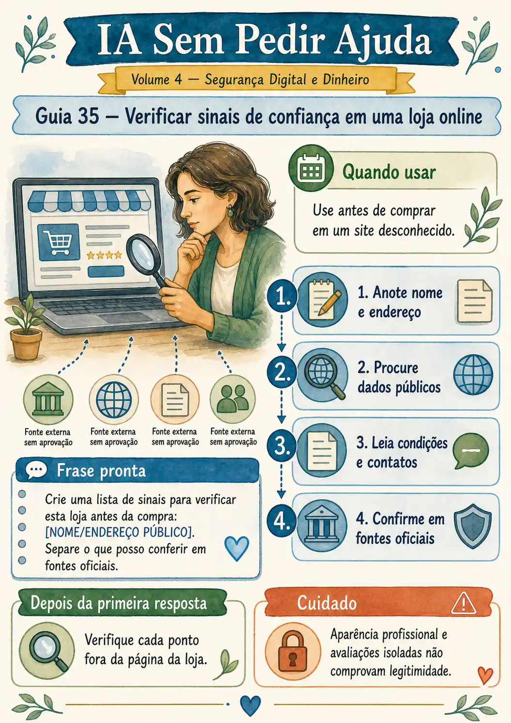 Guia 35 — Verificar sinais de confiança em uma loja online