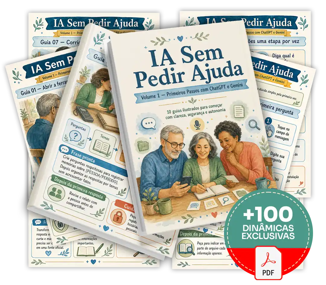 IA Sem Pedir Ajuda — mockup principal
